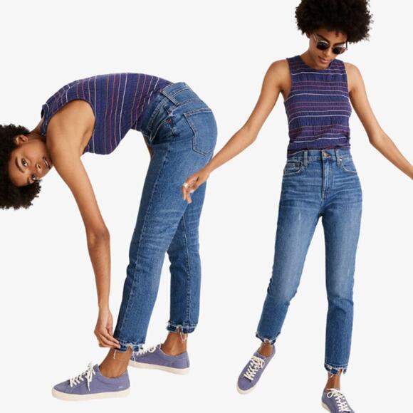 Madewell The Petite Plus Size High-Rise Slim Boyjean in Melbourne Wash - Picture 1 of 5